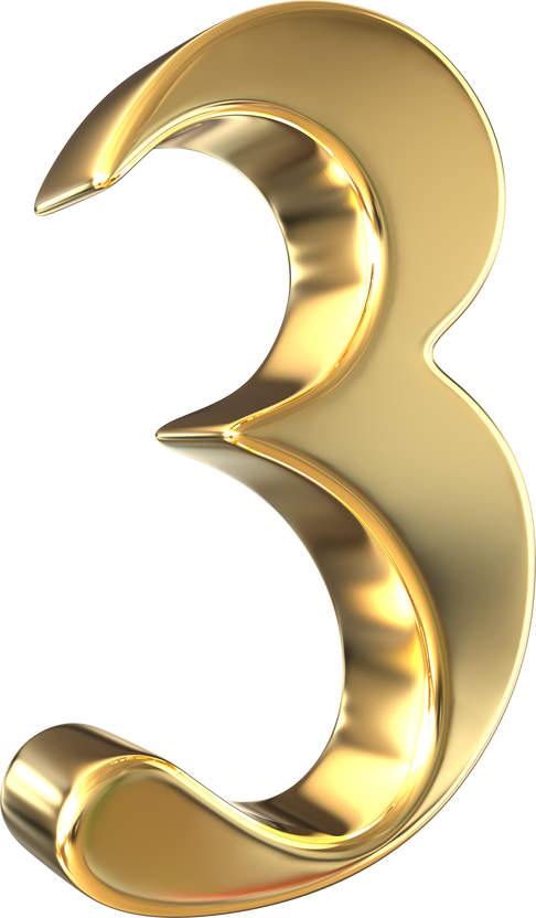 Number 3 gold 3d