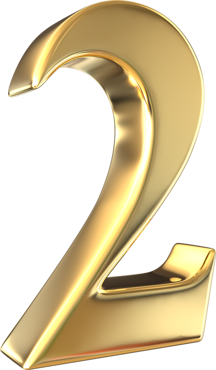 Number 2 gold 3d